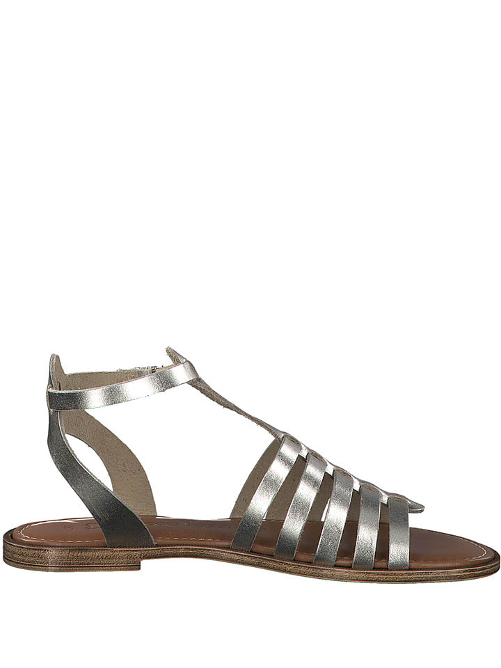 Marco Tozzi Skórzane sandały w kolorze srebrnym rozmiar: 40