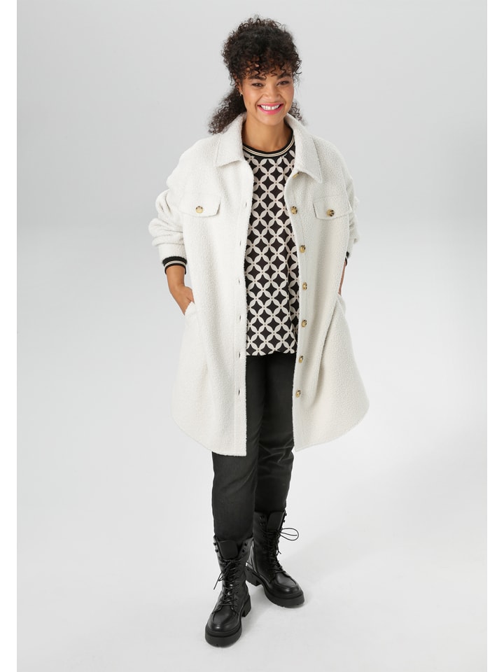 Aniston Płaszcz pluszowy w kolorze kremowym rozmiar: 50