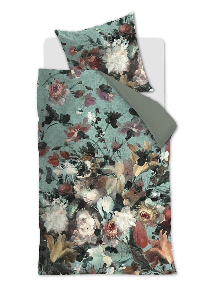 Beddinghouse Komplet pościeli satynowej "Grandeur" w kolorze błękitnym ze wzorem rozmiar: 155x220 cm