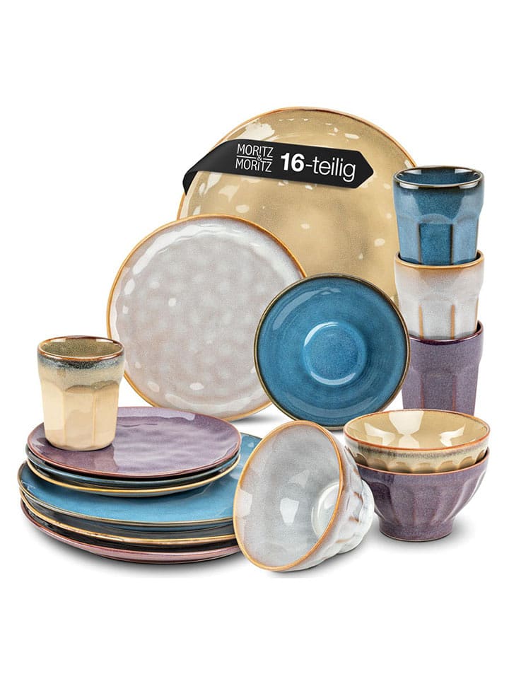 Moritz & Moritz 16-częściowy zestaw "Copa" w kolorze beżowo-niebiesko-fioletowym rozmiar: onesize