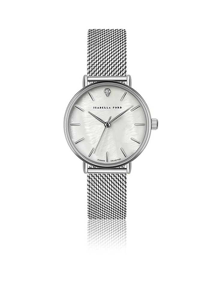 Zegarek kwarcowy w kolorze srebrno-perłowym