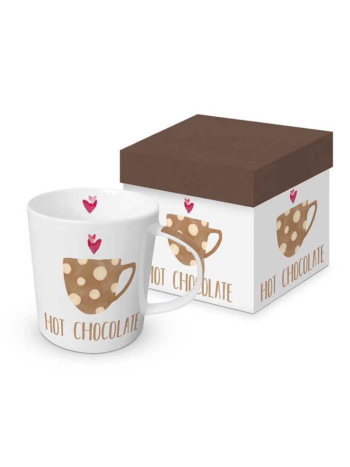 ppd Kubek jumbo "Hot chocolate" w kolorze biało-jasnobrązowym - 350 ml rozmiar: onesize