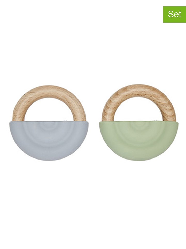 OYOY mini Gryzaki (2 szt.) "Rainbow" w kolorze zielono-błękitnym - 0+ rozmiar: onesize