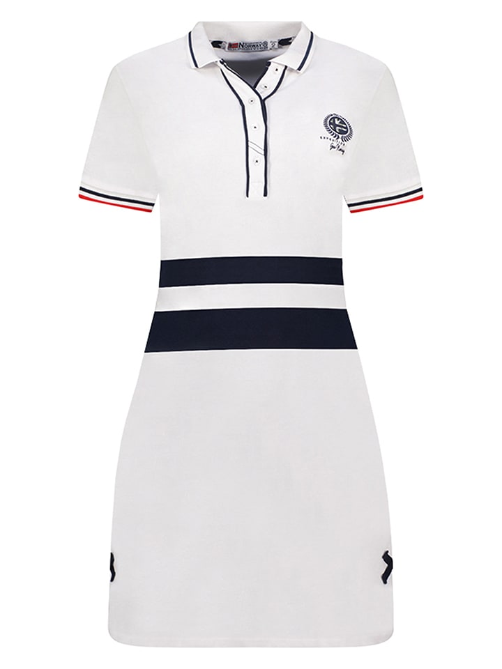 Geographical Norway Sukienka polo w kolorze białym rozmiar: M