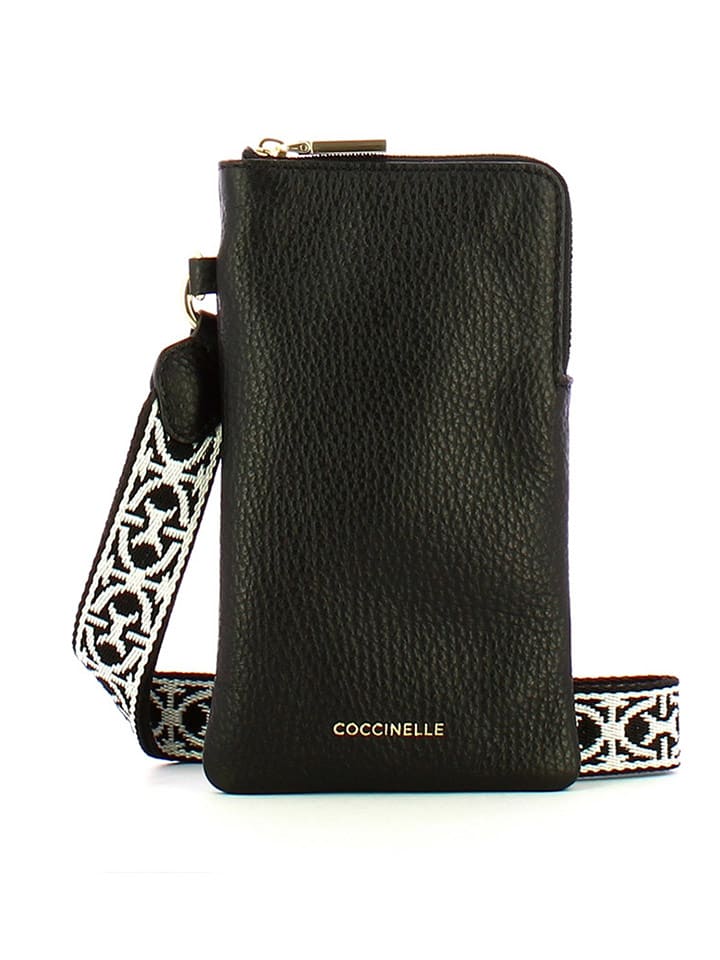 COCCINELLE Skórzana torebka w kolorze czarnym na telefon - 10 x 18 x 2 cm rozmiar: onesize