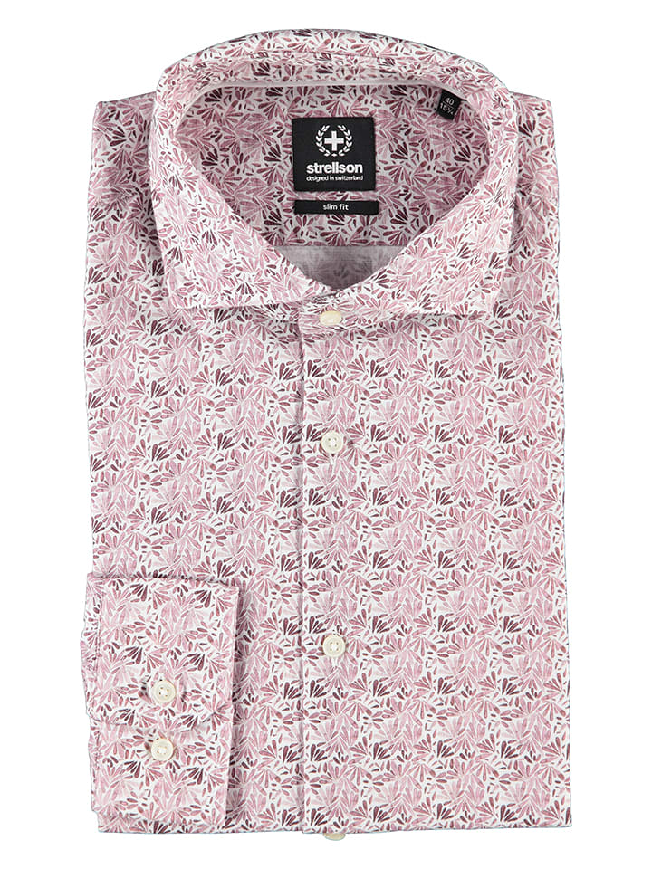 Koszula "Sereno" - Slim fit - w kolorze biało-jasnoróżowym