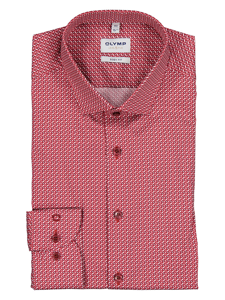 OLYMP Koszula "Level 5" - Body fit - w kolorze czerwonym rozmiar: 43