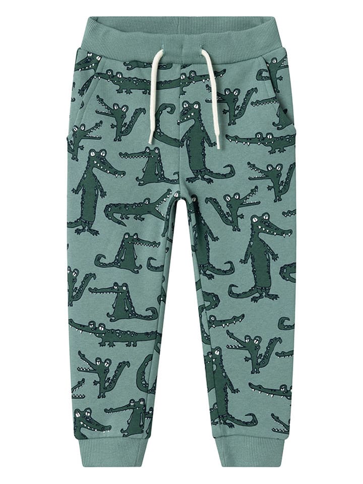 name it Spodnie dresowe "Tenne" w kolorze zielonym rozmiar: 92