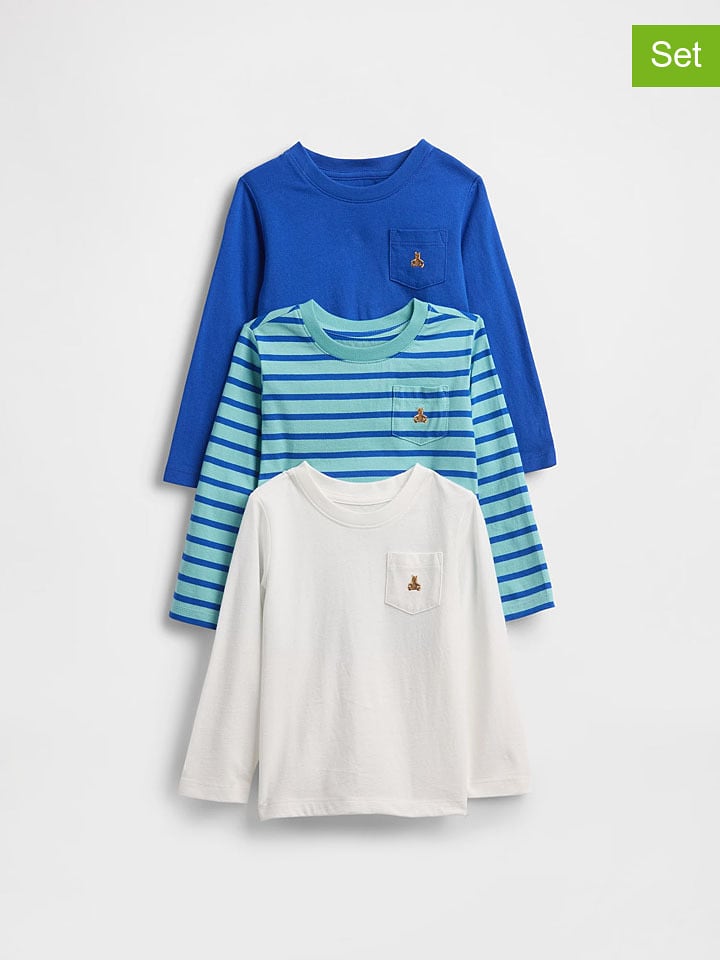 GAP Koszulki (3 szt.) w kolorze niebieskim, błękitnym i białym rozmiar: 98