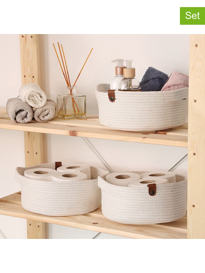 Scandinavia Concept Kosze (3 szt.) w kolorze kremowym - wys. 10 x Ø 25 cm rozmiar: onesize