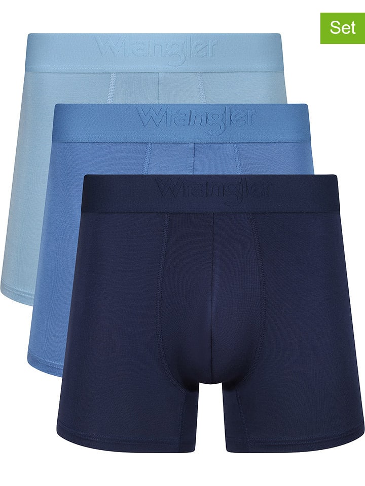 Wrangler Bokserki (3 pary) "Griffin" w kolorze granatowo-błękitnym rozmiar: L