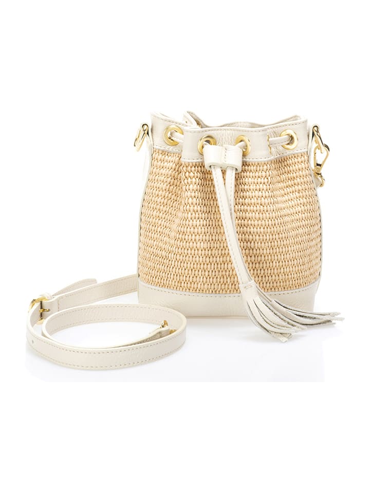 Lia Biassoni Skórzana torebka w kolorze biało-beżowym - 15 x 16 x 11 cm rozmiar: onesize