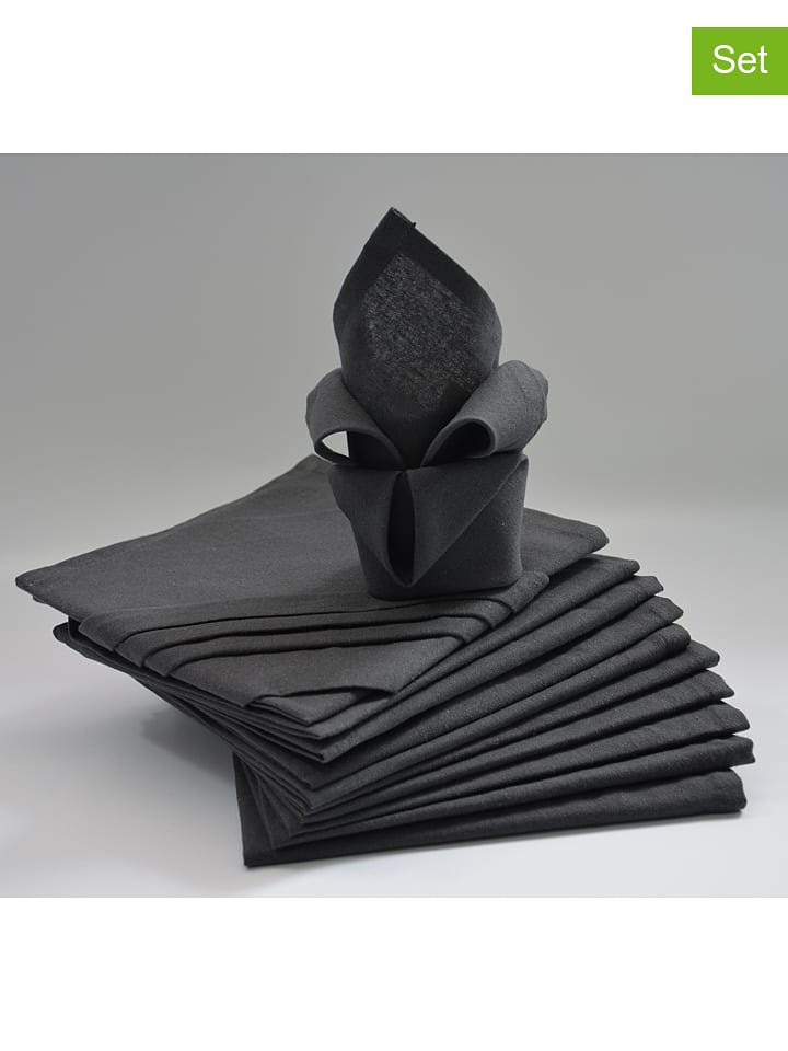 Calitex Serwetki (12 szt.) "Coton" w kolorze antracytowym rozmiar: 44x44 cm