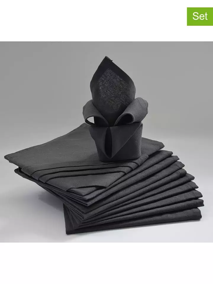 Calitex Serwetki (12 szt.) "Coton" w kolorze antracytowym rozmiar: 44x44 cm