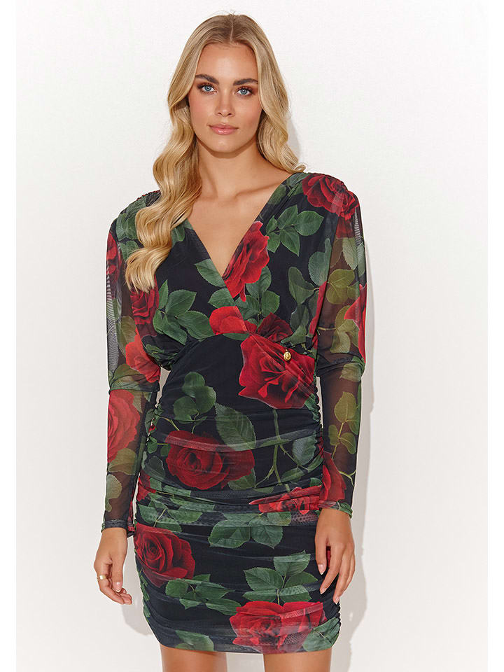 Makadamia Sukienka w kolorze czarno-czerwono-zielonym rozmiar: 36