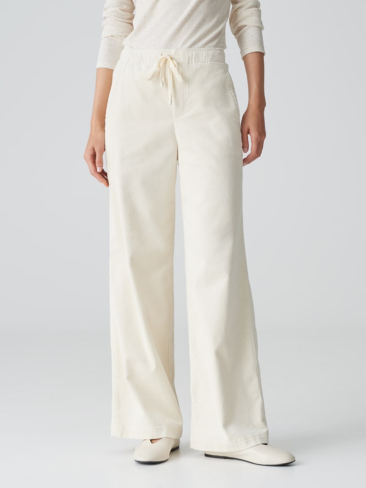 OPUS Spodnie sztruksowe w kolorze kremowym rozmiar: 40