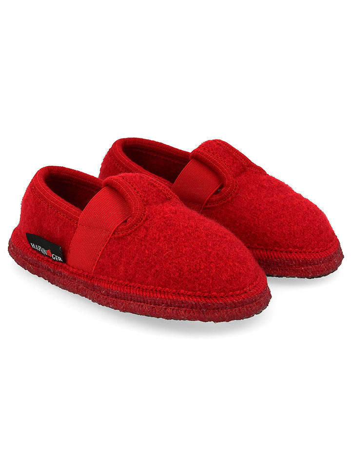 HAFLINGER Wełniane kapcie "Joschi" w kolorze czerwonym rozmiar: 34