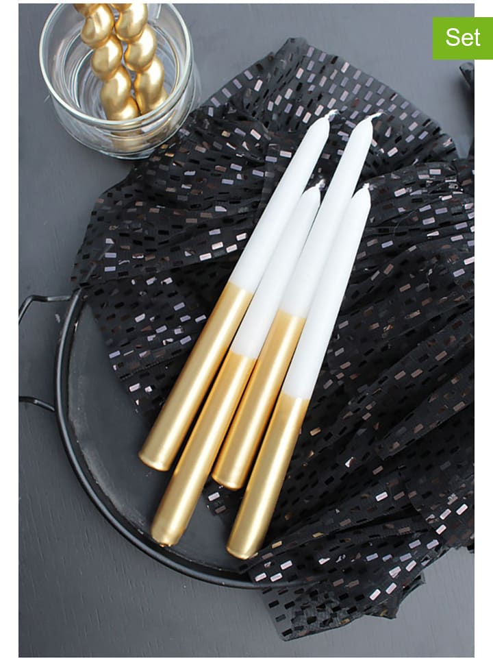 Lucky Bees Świece (4 szt.) w kolorze złoto-białym - 4x 65 g rozmiar: onesize