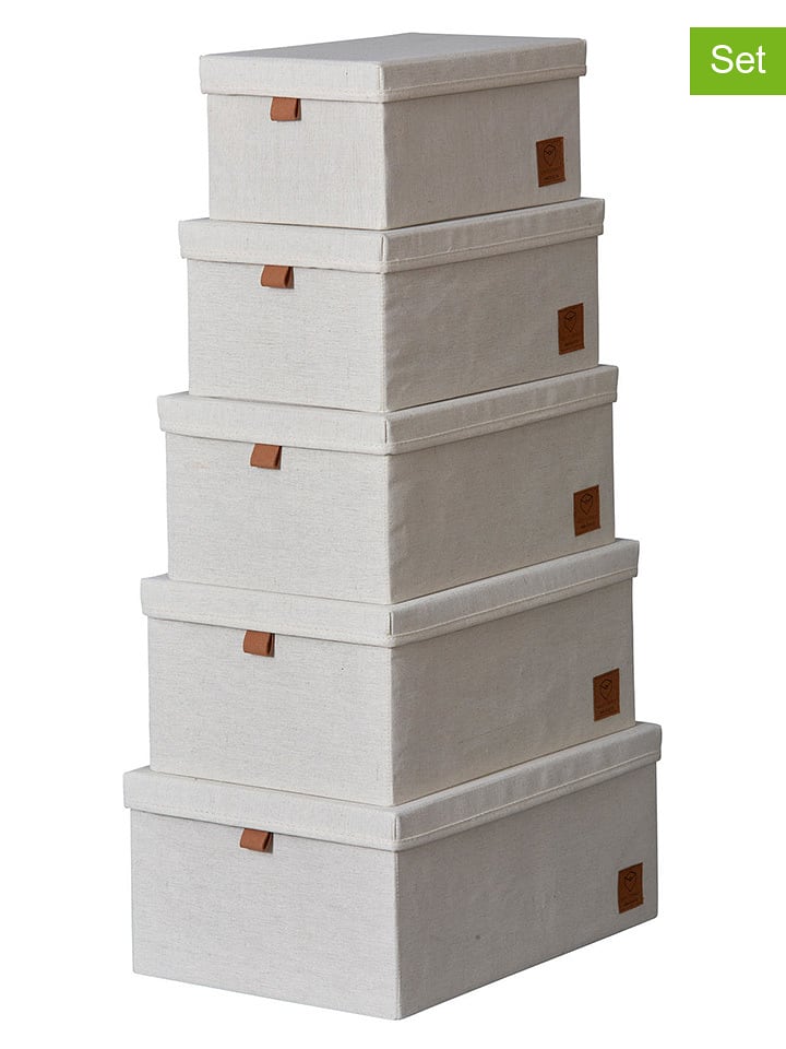 STORE IT Pudełka (5 szt.) w kolorze kremowym rozmiar: onesize