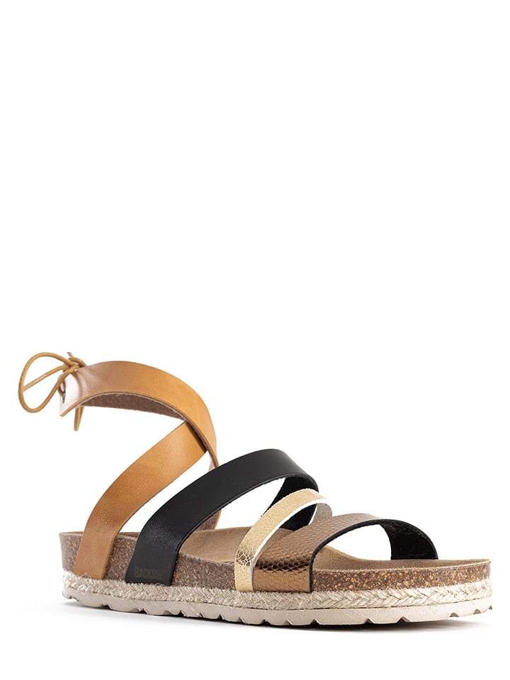 BACKSUN Sandały "Grande" w kolorze złoto-czarno-jasnobrązowym rozmiar: 42
