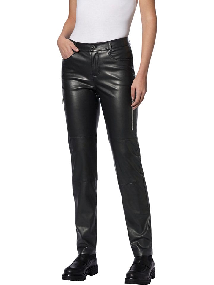 Heine Spodnie - Slim fit - w kolorze czarnym ze skóry syntetycznej rozmiar: 46