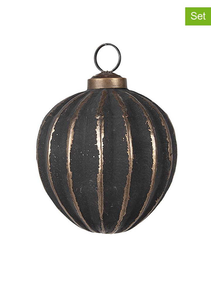 Clayre & Eef Bombki (2 szt.) w kolorze złoto-czarnym - Ø 8 cm rozmiar: onesize
