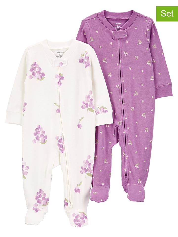 carter's Śpioszki (2 szt.) w kolorze fioletowo-białym rozmiar: 62