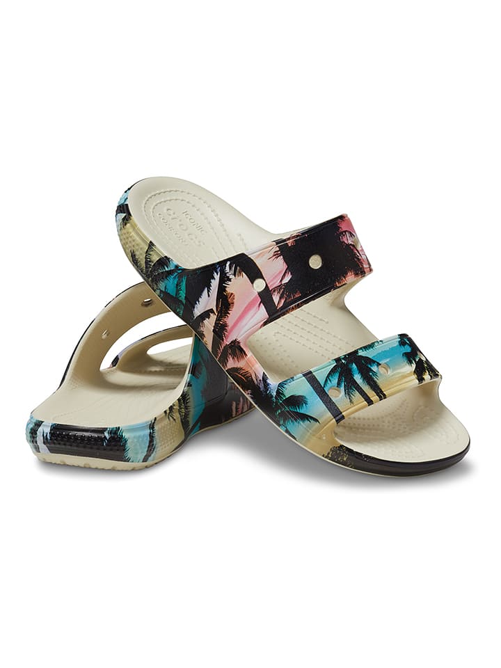 Crocs Klapki "Classic" w kolorze beżowym ze wzorem rozmiar: 38/39