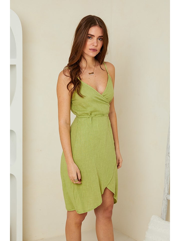 Rodier Lin Lniana sukienka w kolorze limonkowym rozmiar: S/M