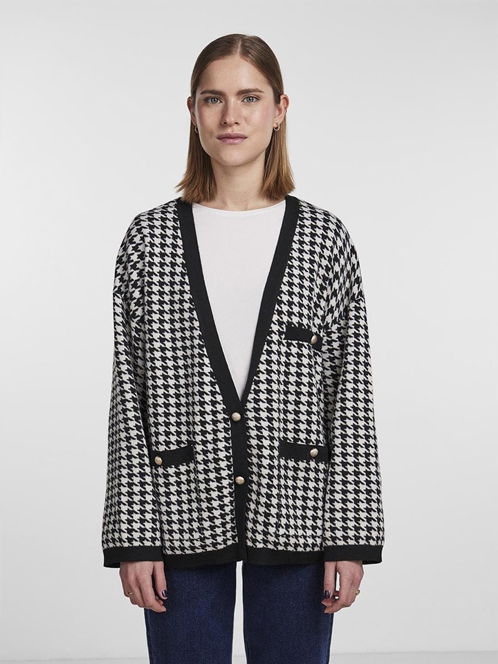 Pieces Kardigan "Suia" w kolorze czarno-białym rozmiar: XS