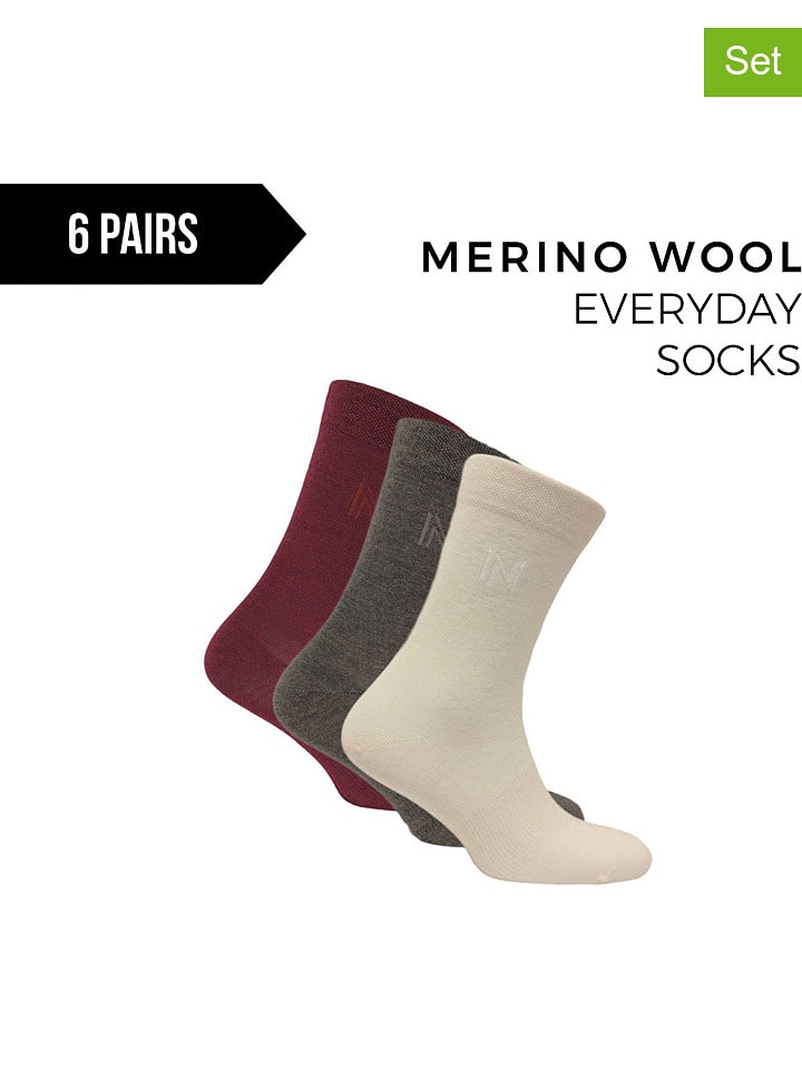 Norfolk Skarpety (6 par) w kolorze bordowym, antracytowym i kremowym rozmiar: 39-42