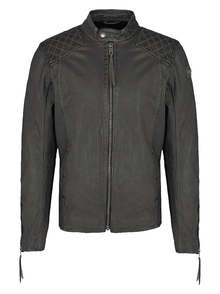 Skórzana kurtka w kolorze szarym