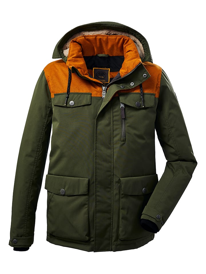 Kurtka funkcyjna w kolorze oliwkowo-pomarańczowym