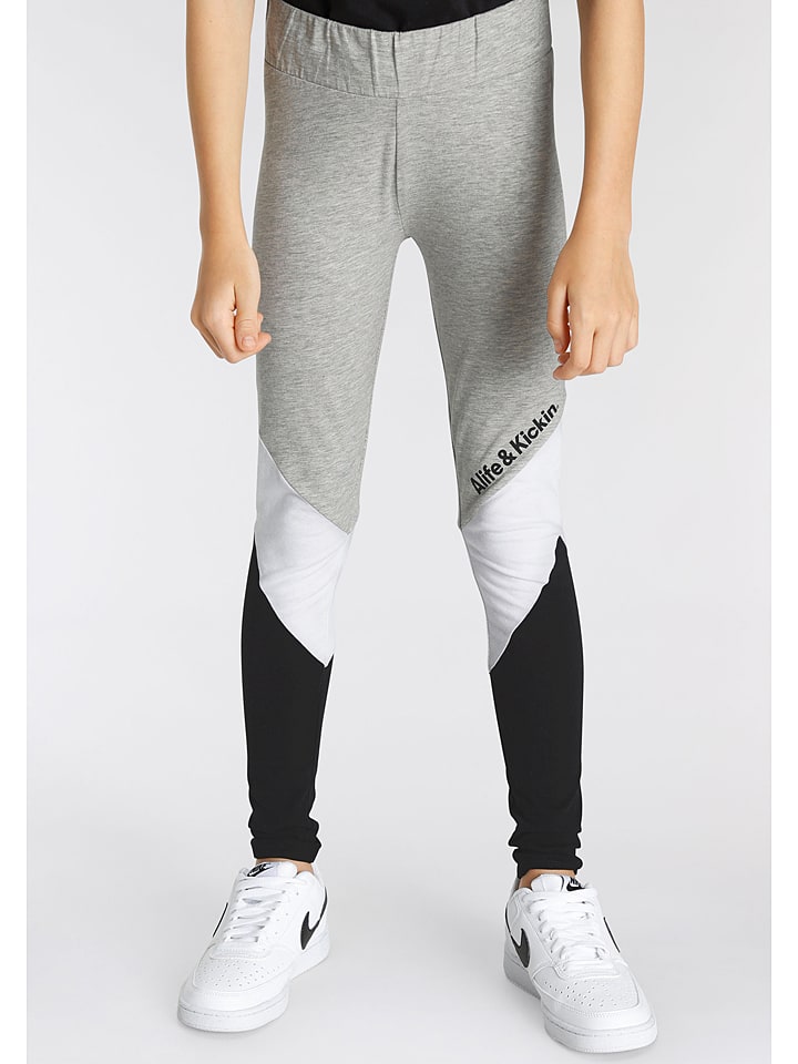 alife and kickin Legginsy w kolorze szaro-biało-czarnym rozmiar: 128