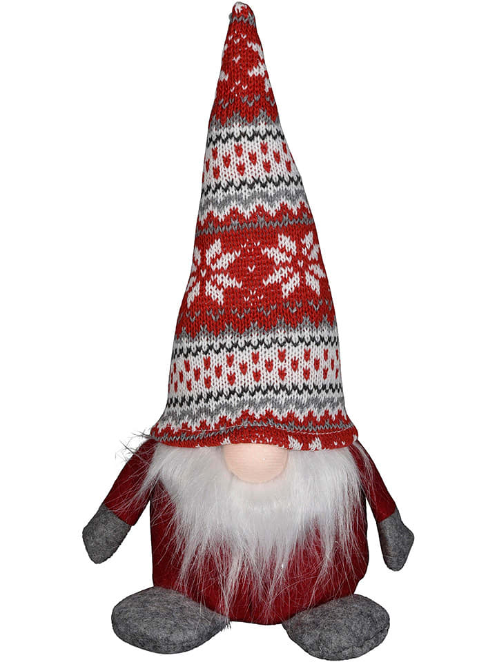 POSIWIO Figurka dekoracyjna "Gnome" w kolorze czerwonym - wys. 26 x Ø 11 cm rozmiar: onesize