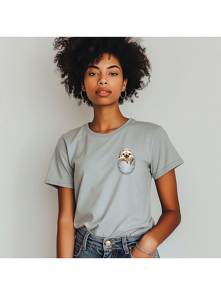 WOOOP Koszulka "Pocket Sloth" w kolorze szarym rozmiar: S