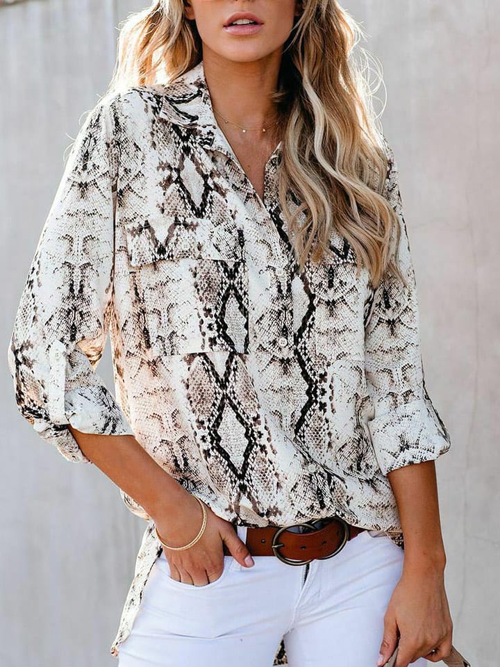 Milan Kiss Bluzka w kolorze biało-jasnobrązowym rozmiar: M