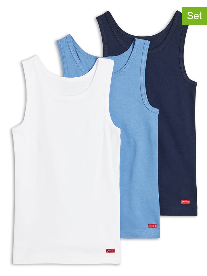 JAKO-O Podkoszulki (3 szt.) w kolorze białym, niebieskim i błękitnym rozmiar: 104/110