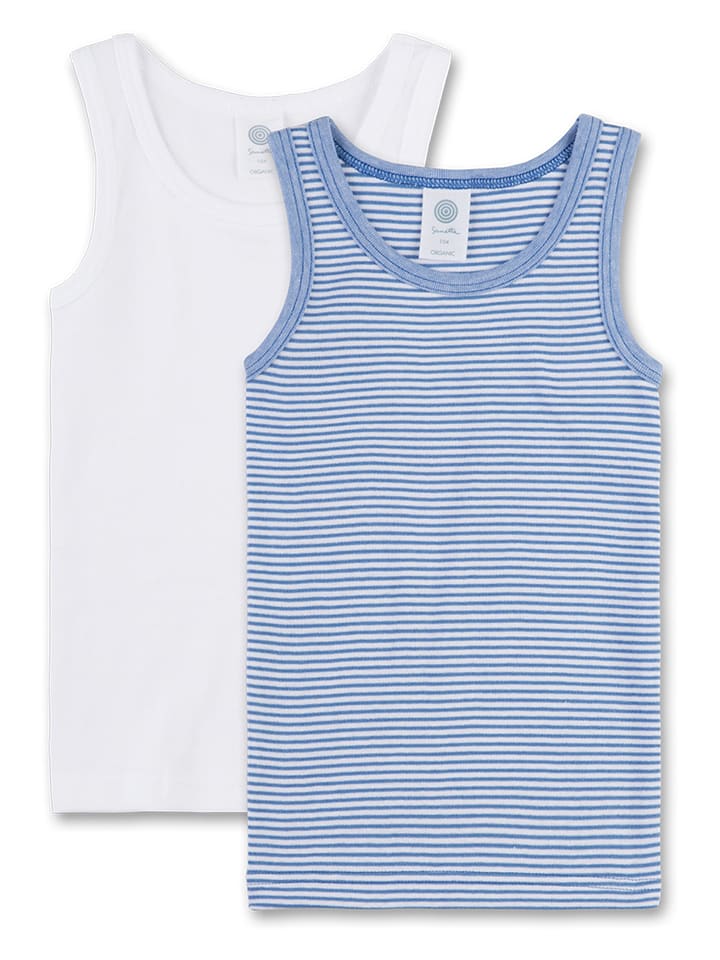 Sanetta Podkoszulki (2 szt.) w kolorze biało-niebieskim rozmiar: 92