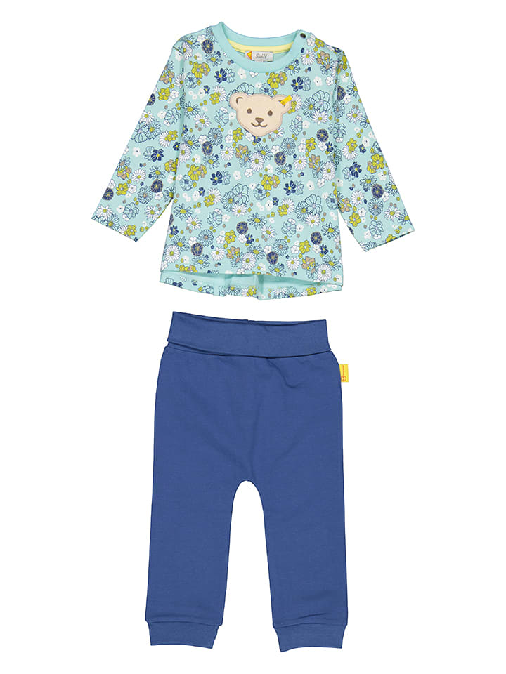 Steiff 2-częściowy zestaw w kolorze niebiesko-błękitnym rozmiar: 80