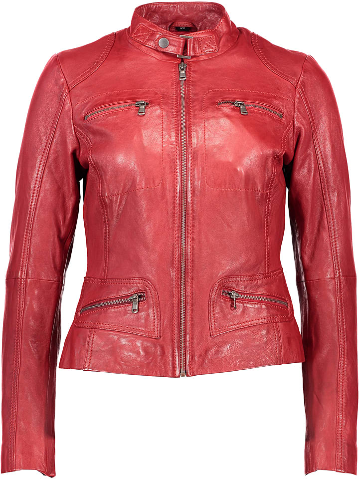 Caminari Skórzana kurtka "Cathy" w kolorze czerwonym rozmiar: 3XL