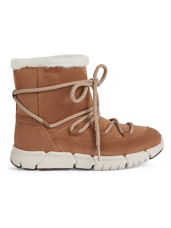 Geox Skórzane botki zimowe "Flexyper" w kolorze jasnobrązowym rozmiar: 35