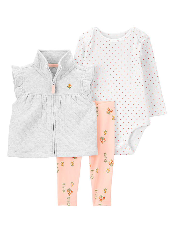 carter's 3-częściowy zestaw w kolorze pomarańczowo-szarym rozmiar: 74