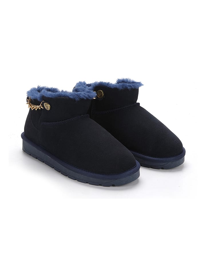 NICEBAY Skórzane botki zimowe "Gikila" w kolorze granatowym rozmiar: 41