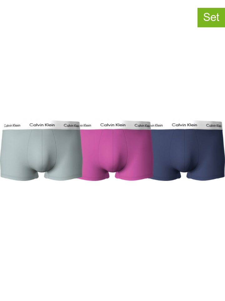 CALVIN KLEIN UNDERWEAR Bokserki (3 pary) w kolorze różowo-granatowo-miętowym rozmiar: XL