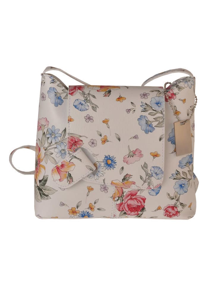 Mila Blu Skórzana torebka w kolorze białym ze wzorem - 23 x 27 x 10 cm rozmiar: onesize