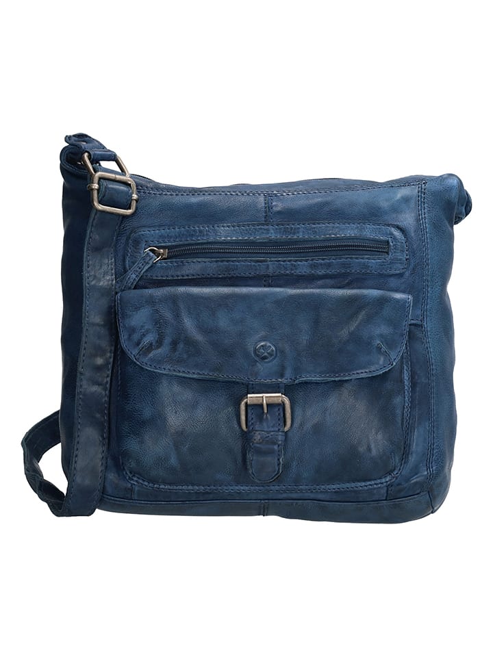 Skórzana torebka w kolorze niebieskim - 27 x 27 x 8 cm