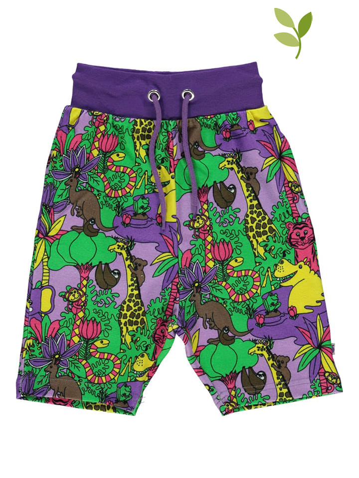 Szorty "Jungle" w kolorze fioletowym ze wzorem