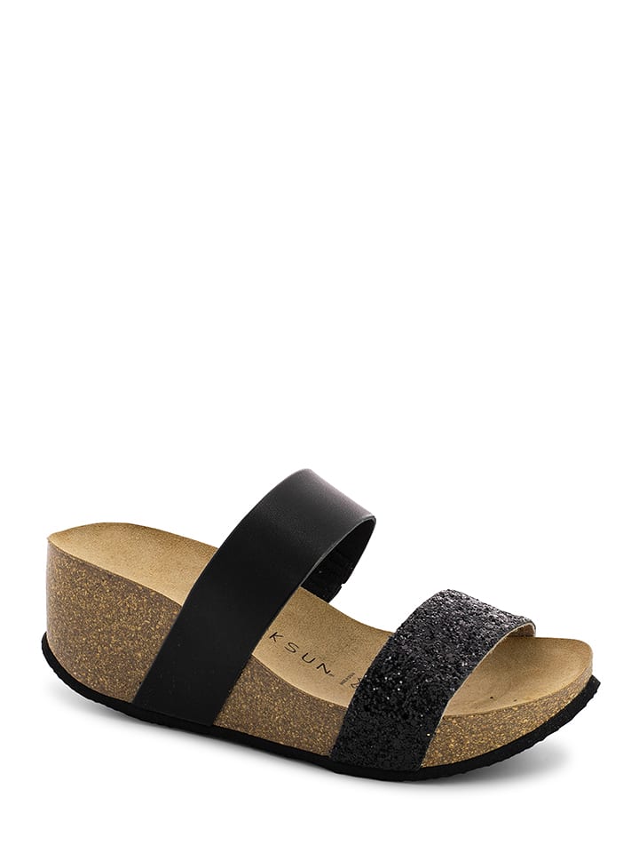 BACKSUN Klapki "Libreville" w kolorze czarnym na koturnie rozmiar: 41