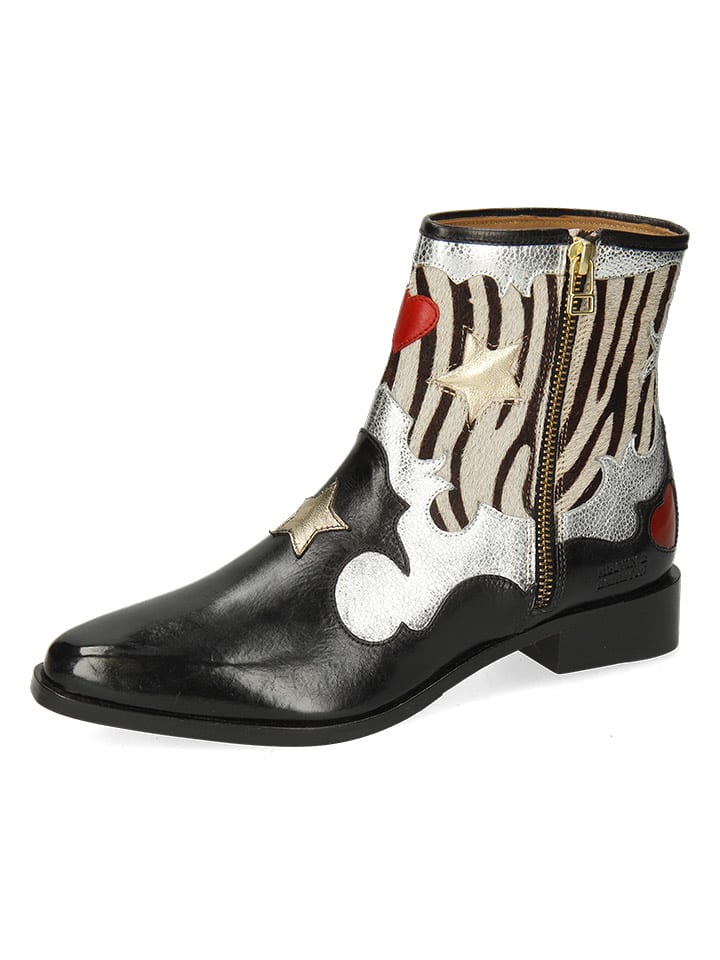 MELVIN & HAMILTON Skórzane botki "Marlin 12" w kolorze czarno-beżowo-srebrnym rozmiar: 39